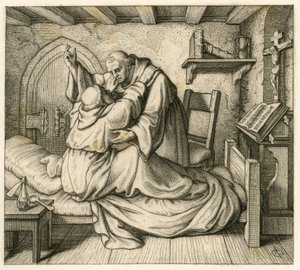 Martin Luther erhält Trost von einem alten Mönch, weil er körperlich und geistig erschöpft war von Gustav Ferdinand Leopold Konig