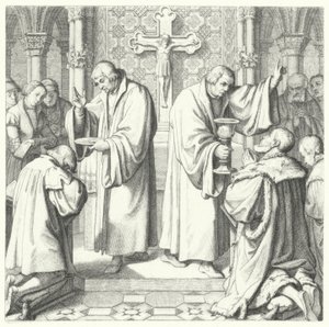 Die Heilige Kommunion in protestantischer und katholischer Form (Stich) von Gustav Ferdinand Leopold Konig