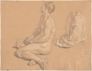 Ein sitzender Mann nackt und dann bekleidet von Gustav Heinrich Naeke