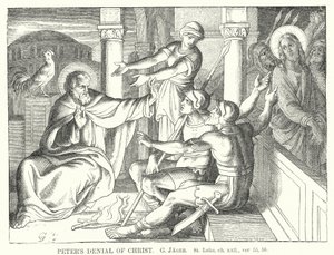Petrus verleugnet Christus, Lukas, Kap. xxii, Vers 55, 56 von Gustav Jager