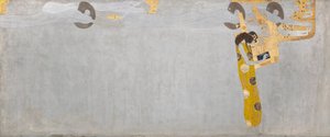 Beethovenfries: Die Sehnsucht nach Glück findet Stillung in der Poesie - Tafel 7, rechte Langwand von Gustav Klimt