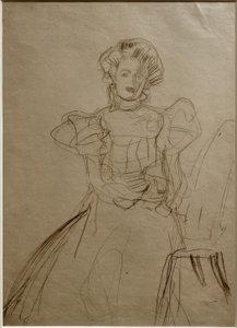 Bildnis Sonja Knips – In einem Stuhl sitzend (von vorne) von Gustav Klimt