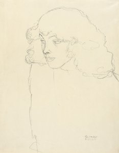 Halbporträt eines Mädchens im Dreiviertelprofil von links von Gustav Klimt