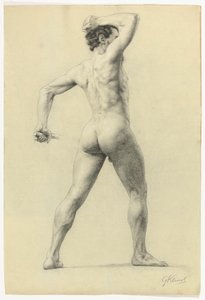 Männlicher Akt von hinten, ca. 1880 von Gustav Klimt