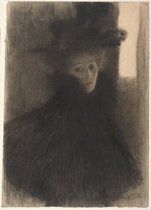 Porträt einer Dame mit Umhang und Hut, 1897-1898 von Gustav Klimt