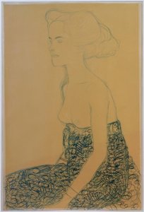 Sitzender Halbakt nach links von Gustav Klimt