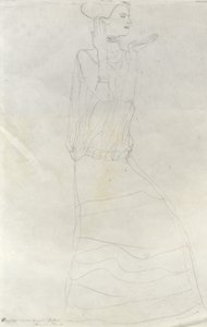 Stehende Frau mit erhobenen Händen von Gustav Klimt