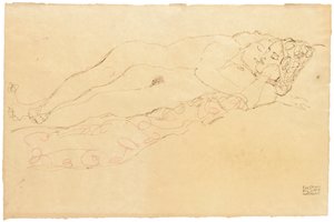 Zwei liegende Nackte, ca. 1913 von Gustav Klimt