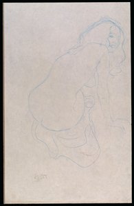 Frau, die sich nach rechts lehnt mit langen Haaren, ca. 1910-11 von Gustav Klimt