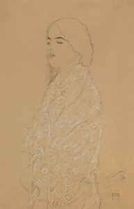 Frau mit weißem Schal von Gustav Klimt