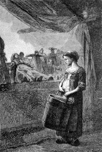Cosette vor dem Spielzeugladen - in „Les Misérables“ von Victor Hugo, ill. von Brion, ed. Hetzel und Lacroix