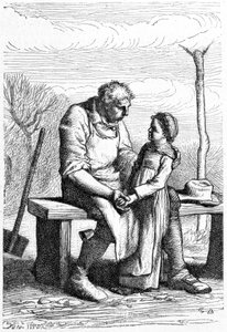Cosette und Jean Valjean - in „Les Misérables“ von Victor Hugo, ill. von Brion, ed. Hetzel und Lacroix von Gustave Brion