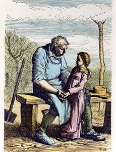 Cosette hatte Erlaubnis aus Les Miserables, 1865 (Gravur) von Gustave Brion