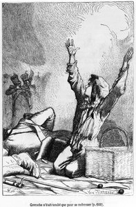 Gavroche war gefallen, nur um wieder aufzustehen, Illustration aus 