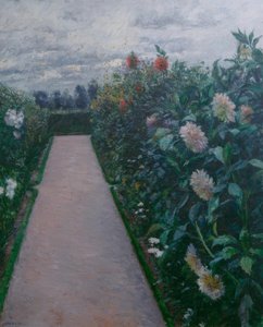 Gartenallee und Dahlienbeete, Petit Gennevilliers von Gustave Caillebotte