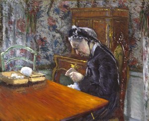 Mademoiselle Boissière beim Stricken