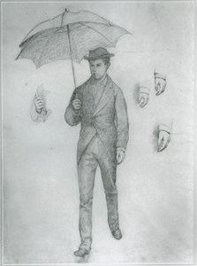 Studie für junger Mann mit Regenschirm von Gustave Caillebotte