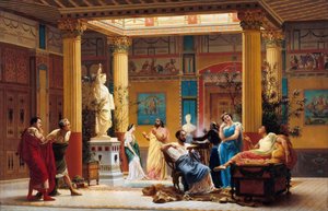 Probe von Joueur de flûte und La femme de Diomède im Atrium von Prinz Napoleons Pompeian