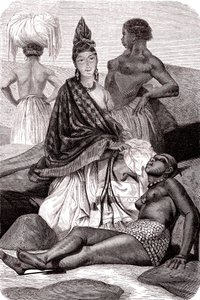 Signare, die mulattisch-französischen afrikanischen Frauen auf der Insel Gorée, Senegal. 1861 (Gravur) von Gustave Clarence Rodolphe Boulanger