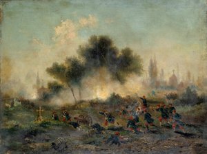 Krieg von 1870 gegen Preußen: „Angriff auf einen Friedhof durch reguläre Truppen im Mai 1871“