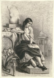 Courbet - Modell liest im Atelier, ca. 1849 von Gustave Courbet
