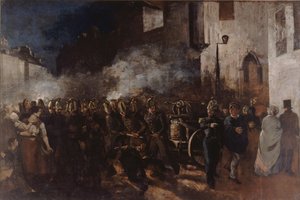 Feuerwehrleute rennen zu einem Feuer