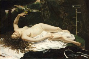 Die Frau mit einem Papagei von Gustave Courbet