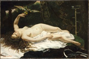 Die Frau mit dem Papagei von Gustave Courbet
