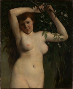 Akt mit blühendem Zweig von Gustave Courbet