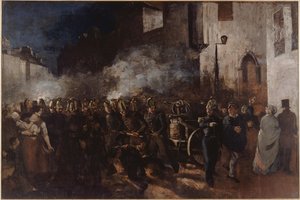 Feuerwehrleute rennen zu einem Brand