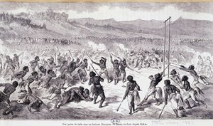 Ein Ballspiel bei den Choctaw-Indianern - Gravur von Gustave Doré von Gustave Dore