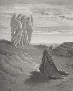 Abraham und die drei Engel, Illustration aus Dores 