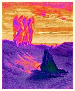 Abraham und die drei Engel, Illustration aus 