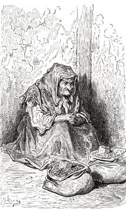 Nach einer Skizze einer alten spanischen Frau von Gustave Doré. Aus Leben und Erinnerungen von Gustave Doré, veröffentlicht 1885.