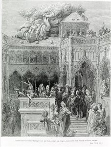 Ihr ganzes Leben wurde nicht durch Gesetze, Statuten oder Regeln bestimmt, sondern nach ihrem Willen und freiem Willen, nach Gargantua (1534) von François Rabelais (1483 - 1553). Gravur von Gustave Doré (1832-1883)