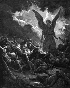 Erzengel Gabriel, Instrument Gottes, schlägt das Lager von Sanherib und den Assyrern, 1865-1866 von Gustave Dore
