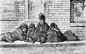 Schlafend auf den Straßen, 1872 von Gustave Dore