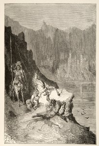 Balin erschlägt Sir Lanceor, aus Geschichten der Tage von König Artus von Charles Henry Hanson, veröffentlicht 1898
