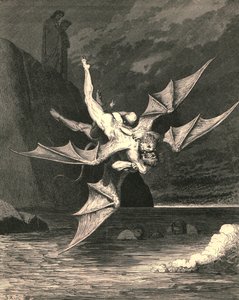 Aber der andere erwies sich als Habicht...und beide fielen in den kochenden See, um 1890 von Gustave Dore