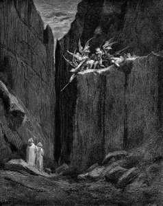Dante von Virgil vor Dämonen geschützt von Gustave Dore
