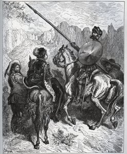 Don Quijote akzeptiert die Mission, die ihm von Dorothee-Prinzessin von Micomicon vorgeschlagen wird - aus "Don Quijote von der Mancha" von Miguel Cervantes von Gustave Dore