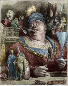 Gargantua, Figur aus den Romanen von François Rabelais (1494-1553), französischer Schriftsteller. Illustration von Gustave Doré (1832-1883) von Gustave Dore