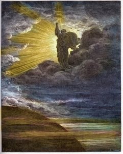 Gott erschafft das Licht - Die Erschaffung des Lichts - Altes Testament (Genesis) - Erschaffung des Lichts - Gravur in „The Bible illustree“ von Gustave Doré (1832-1883) - Gravur aus „The Doré Bible“ von Gustave Dore