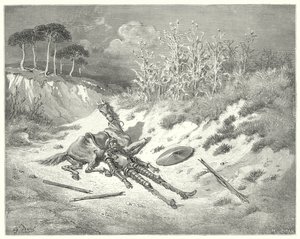 Gustave Dorés Don Quixote: "Ach! wo bist du, liebe Dame, dass du nicht über mein Leid klagst?" von Gustave Dore