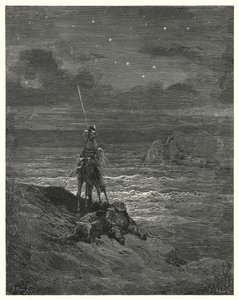 Gustave Dorés Don Quixote: "Don Quixote blieb dort und wartete auf den Anbruch des Tages"