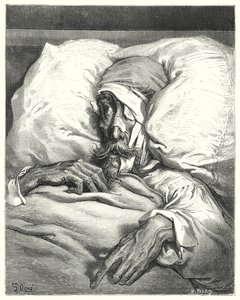 Gustave Dorés Don Quixote: "Don Quixote, so unglücklich verletzt, war äußerst mürrisch und melancholisch" (Stich) von Gustave Dore