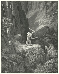 Gustave Dorés Don Quixote: "Er machte zwei oder drei Sprünge in die Luft und landete dann auf seinen Händen, wobei er zweimal hintereinander seine Fersen über seinen Kopf warf" von Gustave Dore