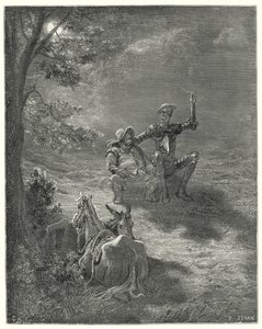 Gustave Dorés Don Quixote: "In solchen Gesprächen verbrachten sie einen großen Teil der Nacht" (Stich) von Gustave Dore