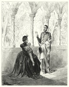 Gustave Dorés Don Quixote: "Bitte, mein Herr Don Quixote, ziehen Sie sich zurück, denn dieses arme junge Geschöpf wird nicht zu sich kommen, solange Sie hier sind" von Gustave Dore