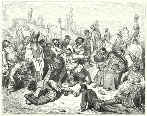 Gustave Dorés Don Quixote: "Sancho Panza allein war verärgert, ärgerte sich zu Tode und tobte wie ein Verrückter" von Gustave Dore